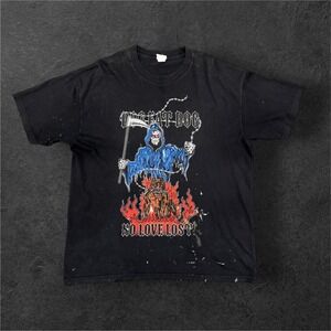 W.L. No Love Lost Grim Reaper Dog Graphic T-Shirt Mens XL Black Streetwear